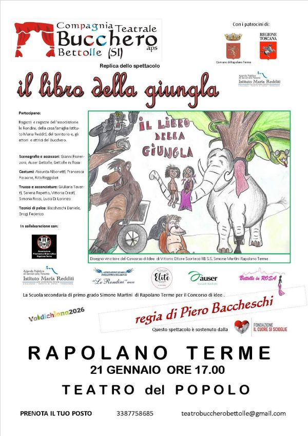 Spettacolo di teatro sociale a Rapolano Terme con “Il libro della giungla”